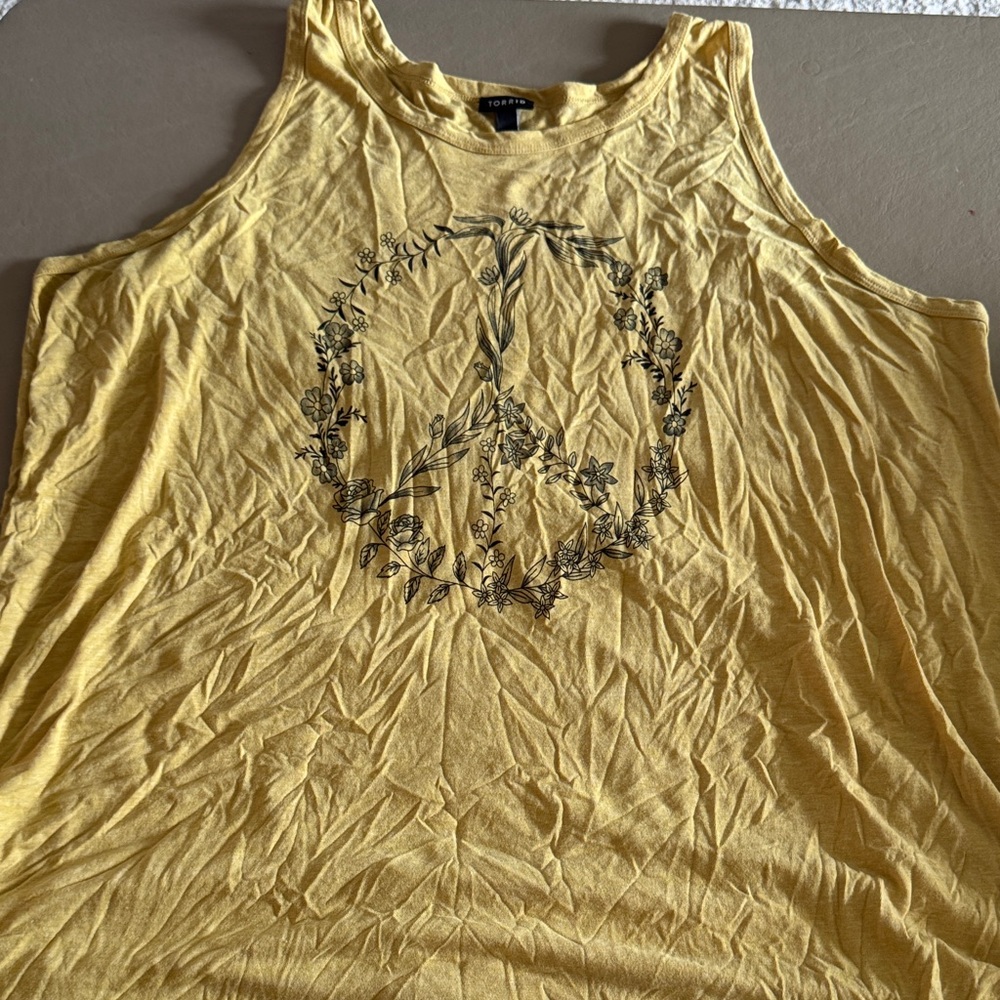 Torrid Yellow Floral Peace Tank Top